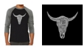 LA Pop Art Country Music Cow Skull Men's Raglan Word Art T-shirt